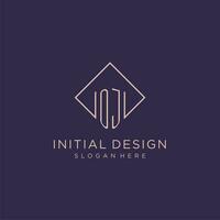 Initials OJ logo monogram with rectangle style design vector