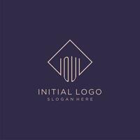 Initials OU logo monogram with rectangle style design vector