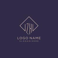 Initials ZX logo monogram with rectangle style design vector