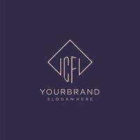 Initials CF logo monogram with rectangle style design vector