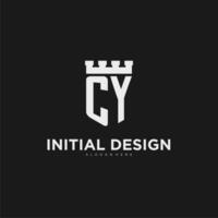 iniciales cy logo monograma con proteger y fortaleza diseño vector