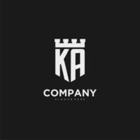 Initials KA logo monogram with shield and fortress design vector