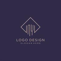 Initials NY logo monogram with rectangle style design vector