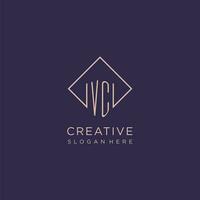 Initials VC logo monogram with rectangle style design vector