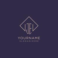 Initials JE logo monogram with rectangle style design vector