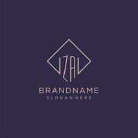 Initials ZA logo monogram with rectangle style design vector