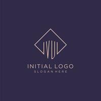 Initials VU logo monogram with rectangle style design vector