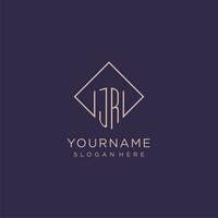 Initials JR logo monogram with rectangle style design vector