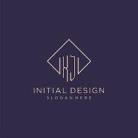 Initials XJ logo monogram with rectangle style design vector