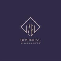 Initials ZB logo monogram with rectangle style design vector