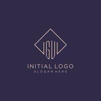 Initials GU logo monogram with rectangle style design vector
