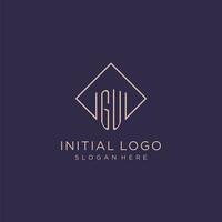 Initials GU logo monogram with rectangle style design vector