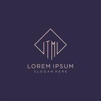 Initials TM logo monogram with rectangle style design vector