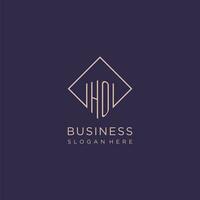Initials HO logo monogram with rectangle style design vector
