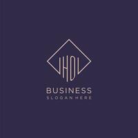 Initials HO logo monogram with rectangle style design vector