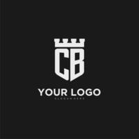 Initials CB logo monogram with shield and fortress design vector