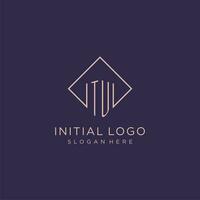 Initials TU logo monogram with rectangle style design vector