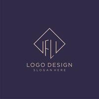 Initials FL logo monogram with rectangle style design vector