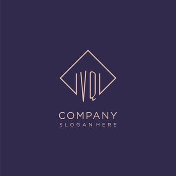 Initials VQ logo monogram with rectangle style design vector