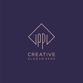 Initials PP logo monogram with rectangle style design vector