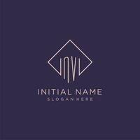 Initials NV logo monogram with rectangle style design vector