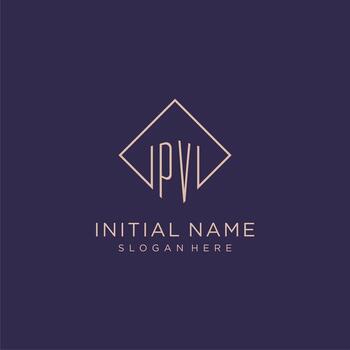 Initials PV logo monogram with rectangle style design vector