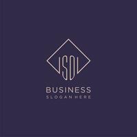 Initials SO logo monogram with rectangle style design vector