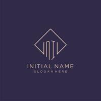 Initials NI logo monogram with rectangle style design vector