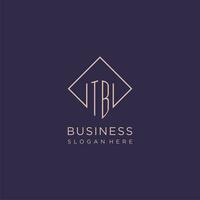 Initials TB logo monogram with rectangle style design vector