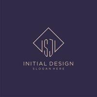 Initials SJ logo monogram with rectangle style design vector