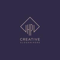 Initials HP logo monogram with rectangle style design vector