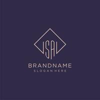 Initials SA logo monogram with rectangle style design vector