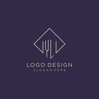 Initials YL logo monogram with rectangle style design vector