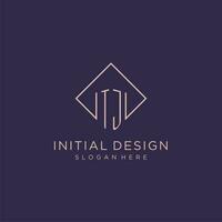 Initials TJ logo monogram with rectangle style design vector