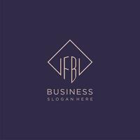 Initials FB logo monogram with rectangle style design vector