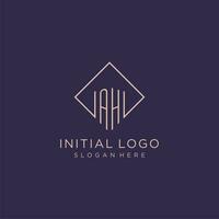 Initials AH logo monogram with rectangle style design vector