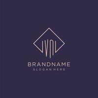 Initials VN logo monogram with rectangle style design vector