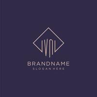 Initials VN logo monogram with rectangle style design vector