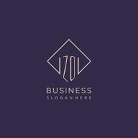 Initials ZO logo monogram with rectangle style design vector