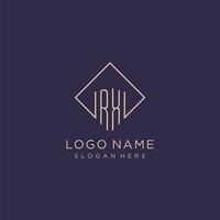 Initials RX logo monogram with rectangle style design vector