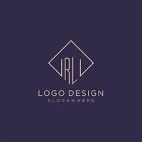 Initials RL logo monogram with rectangle style design vector