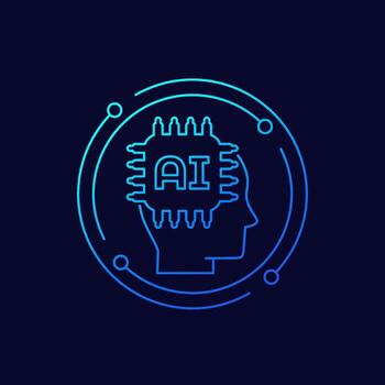 ai tecnología icono, artificial inteligencia lineal diseño vector