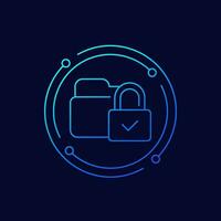 locked folder icon, linear design vector