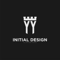 Initials YY logo monogram with shield and fortress design vector