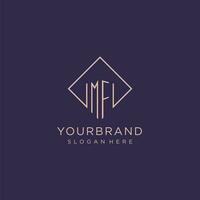 Initials MF logo monogram with rectangle style design vector