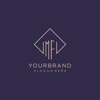 Initials MF logo monogram with rectangle style design vector