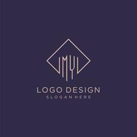 Initials MY logo monogram with rectangle style design vector