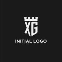 Initials XG logo monogram with shield and fortress design vector