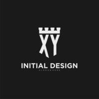 Initials XY logo monogram with shield and fortress design vector