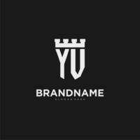 Initials YV logo monogram with shield and fortress design vector